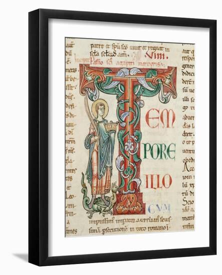 Initial Capital Letter T with Pope Saint Agapetus-null-Framed Giclee Print