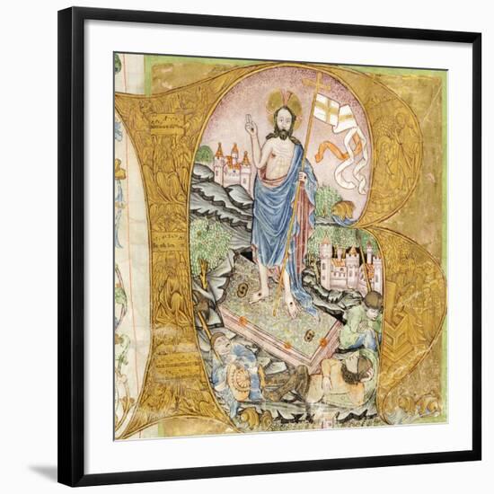 Initial Capital Letter with the Resurrection of Christ-null-Framed Giclee Print