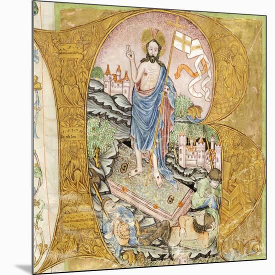 Initial Capital Letter with the Resurrection of Christ-null-Mounted Giclee Print