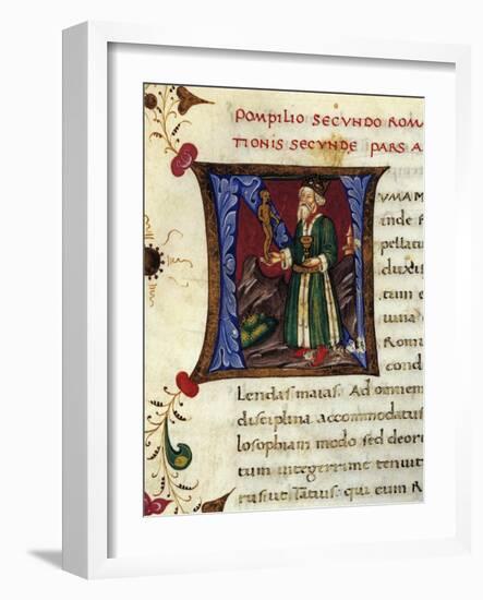 Initial Letter N Depicting Numa Pompilius-Pietro Candido Decembrio-Framed Giclee Print