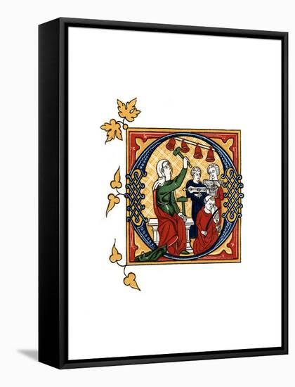 Initial Letter O, 14th Century-Henry Shaw-Framed Stretched Canvas