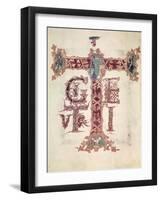 Initial T, the Ascension of Christ, from the Drogo Sacramentary, Carolingian-null-Framed Giclee Print
