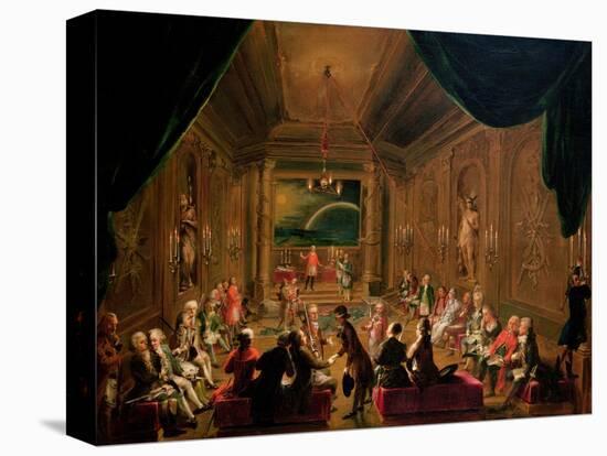 Initiation Ceremony in a Viennese Masonic Lodge During the Reign of Joseph II-Ignaz Unterberger-Stretched Canvas