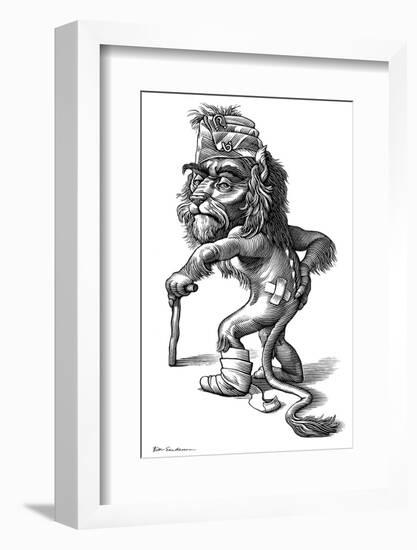 Injured Lion, Conceptual Artwork-Bill Sanderson-Framed Photographic Print