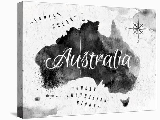 Ink Australia Map-anna42f-Stretched Canvas