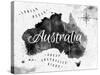 Ink Australia Map-anna42f-Stretched Canvas