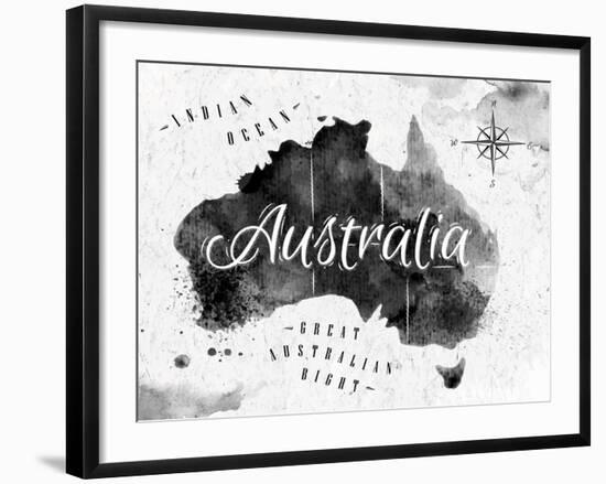 Ink Australia Map-anna42f-Framed Art Print