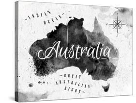 Ink Australia Map-anna42f-Stretched Canvas