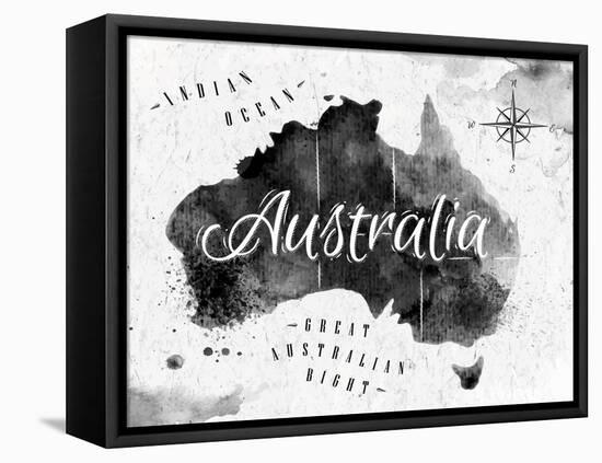 Ink Australia Map-anna42f-Framed Stretched Canvas