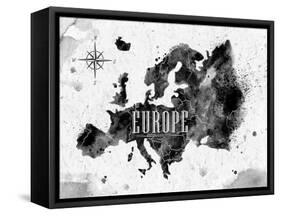 Ink Europe Map-anna42f-Framed Stretched Canvas
