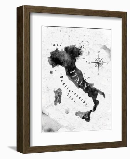 Ink Italy Map-anna42f-Framed Art Print