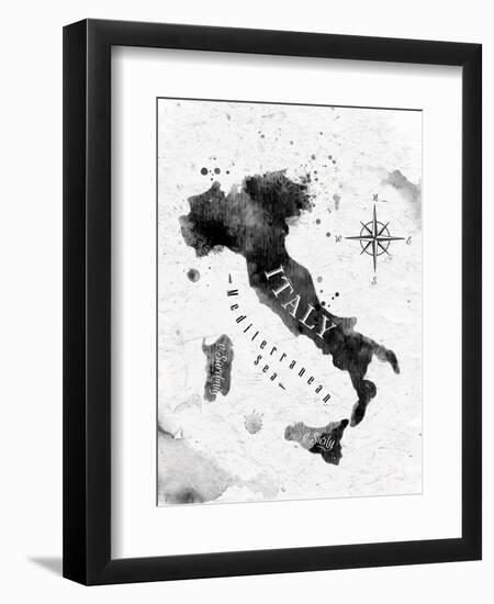 Ink Italy Map-anna42f-Framed Art Print