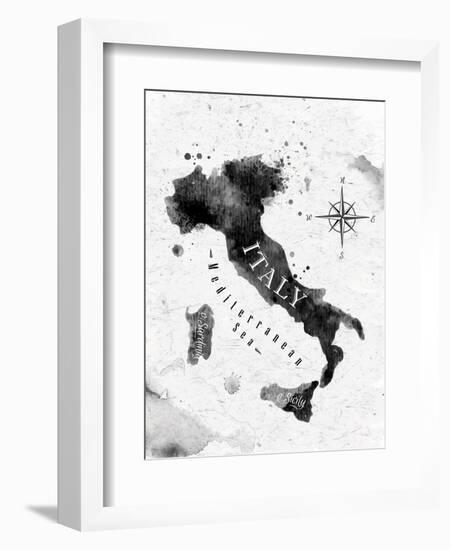 Ink Italy Map-anna42f-Framed Art Print