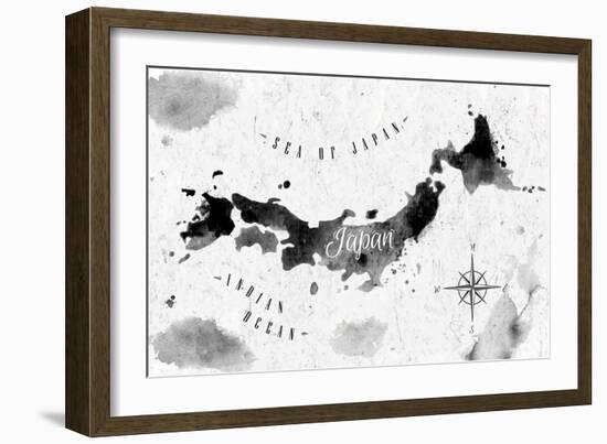 Ink Japan Map-anna42f-Framed Art Print