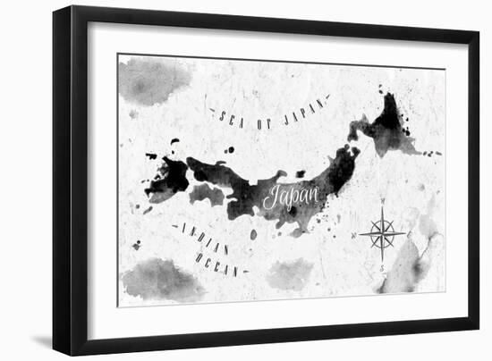 Ink Japan Map-anna42f-Framed Art Print