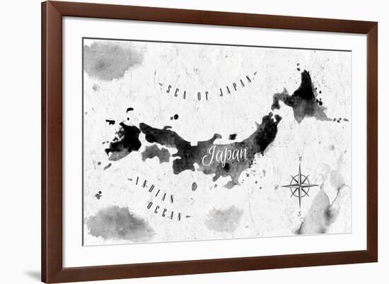 Ink Japan Map-anna42f-Framed Art Print