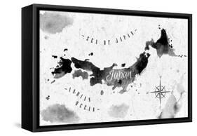 Ink Japan Map-anna42f-Framed Stretched Canvas
