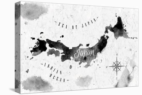 Ink Japan Map-anna42f-Stretched Canvas