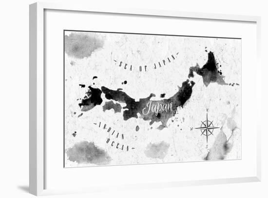 Ink Japan Map-anna42f-Framed Art Print