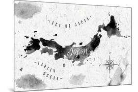 Ink Japan Map-anna42f-Mounted Premium Giclee Print