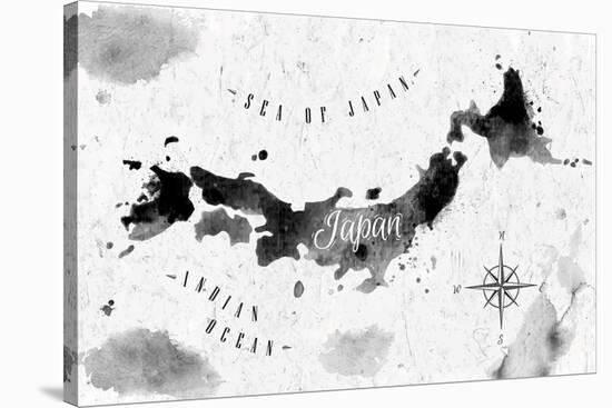 Ink Japan Map-anna42f-Stretched Canvas