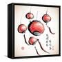 Ink Painting of Chinese Lantern with Greeting Calligraphy-yienkeat-Framed Stretched Canvas