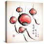 Ink Painting of Chinese Lantern with Greeting Calligraphy-yienkeat-Stretched Canvas