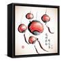 Ink Painting of Chinese Lantern with Greeting Calligraphy-yienkeat-Framed Stretched Canvas
