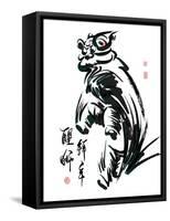 Ink Painting Of Chinese Lion Dance Translation Of Chinese Text: The Consciousness Of Lion-yienkeat-Framed Stretched Canvas