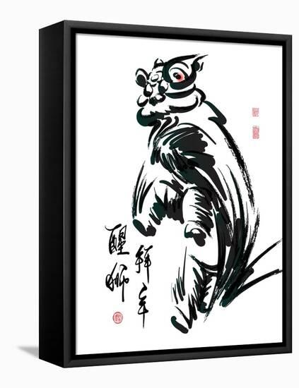 Ink Painting Of Chinese Lion Dance Translation Of Chinese Text: The Consciousness Of Lion-yienkeat-Framed Stretched Canvas