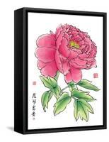 Ink Painting Of Chinese Peony Translation: The Blossom Of Prosperity-yienkeat-Framed Stretched Canvas