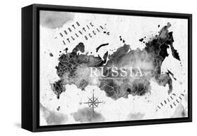 Ink Russia Map-anna42f-Framed Stretched Canvas