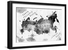 Ink Russia Map-anna42f-Framed Art Print