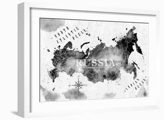 Ink Russia Map-anna42f-Framed Art Print