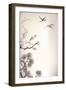 Ink Style Pine Tree and Birds-baoyan-Framed Art Print