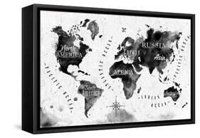Ink World Map-anna42f-Framed Stretched Canvas