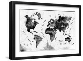 Ink World Map-anna42f-Framed Art Print