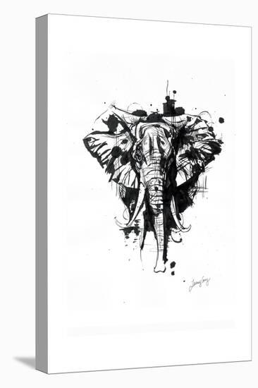 Inked Elephant-James Grey-Stretched Canvas
