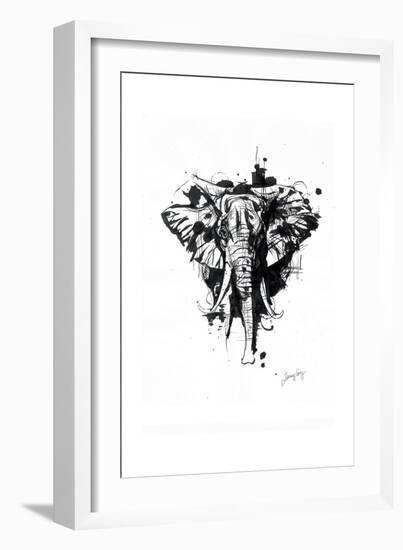 Inked Elephant-James Grey-Framed Art Print