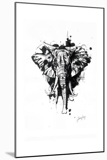 Inked Elephant-James Grey-Mounted Art Print