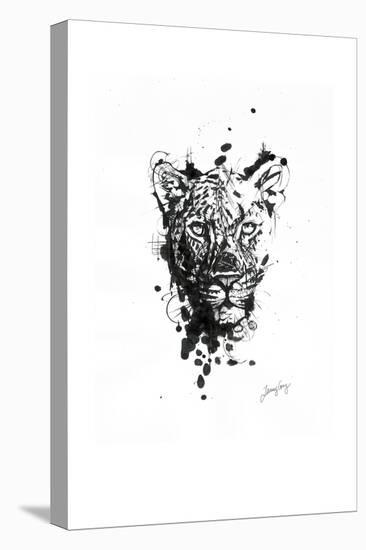 Inked Leopard-James Grey-Stretched Canvas