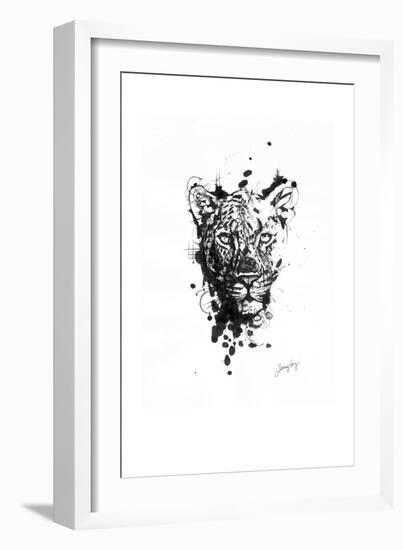 Inked Leopard-James Grey-Framed Art Print