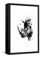 Inked Rhino-James Grey-Framed Stretched Canvas