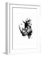 Inked Rhino-James Grey-Framed Art Print