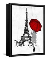 Inked Walk Away Mate Red Umbrella-OnRei-Framed Stretched Canvas