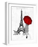 Inked Walk Away Mate Red Umbrella-OnRei-Framed Art Print