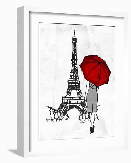 Inked Walk Away Mate Red Umbrella-OnRei-Framed Art Print