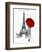 Inked Walk Away Mate Red Umbrella-OnRei-Framed Art Print