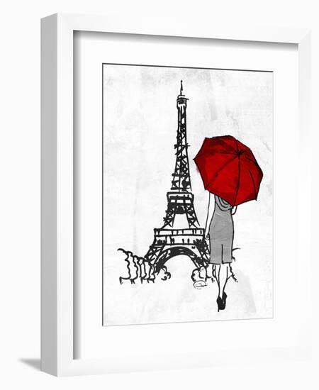 Inked Walk Away Mate Red Umbrella-OnRei-Framed Art Print