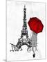 Inked Walk Away Mate Red Umbrella-OnRei-Mounted Art Print